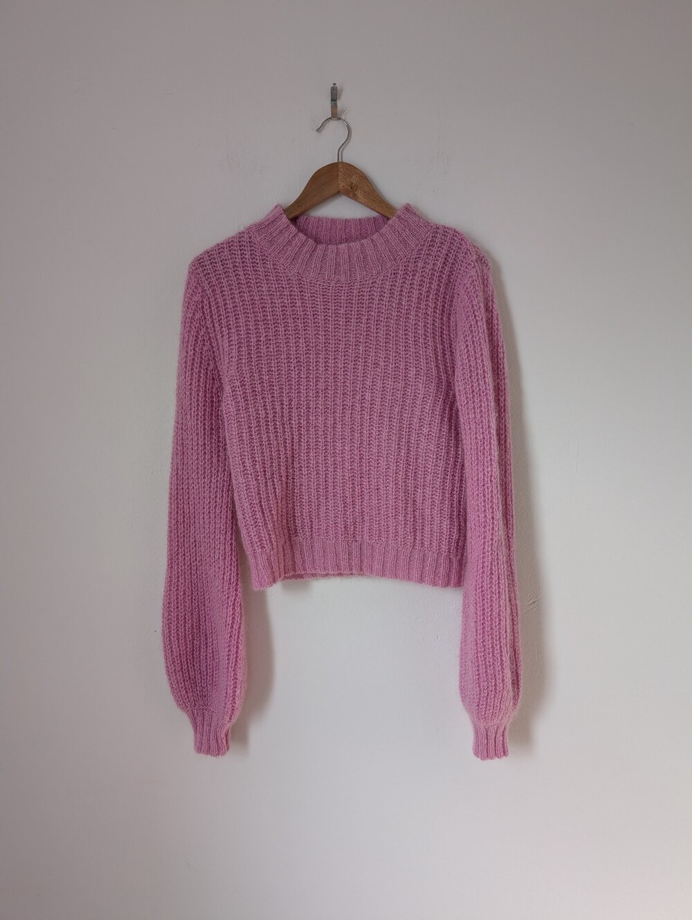 Bec + Bridge Pastel Light Pink Baby Knit Mohair Wool Crewneck Jumper Sweater